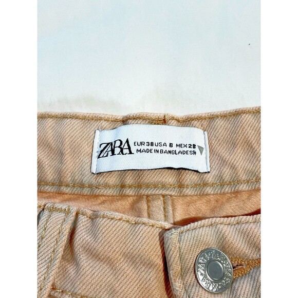 Zara Boot Cut Fit Denim Cropped Jeans Women's Color Peach size US 6 EUR 38 - Picture 2 of 8